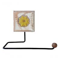 Kit Banheiro 5 Peças Artesanal Rústico Flor De Madeira 3d Anúncio Com Variação Cor Amarelo - 3