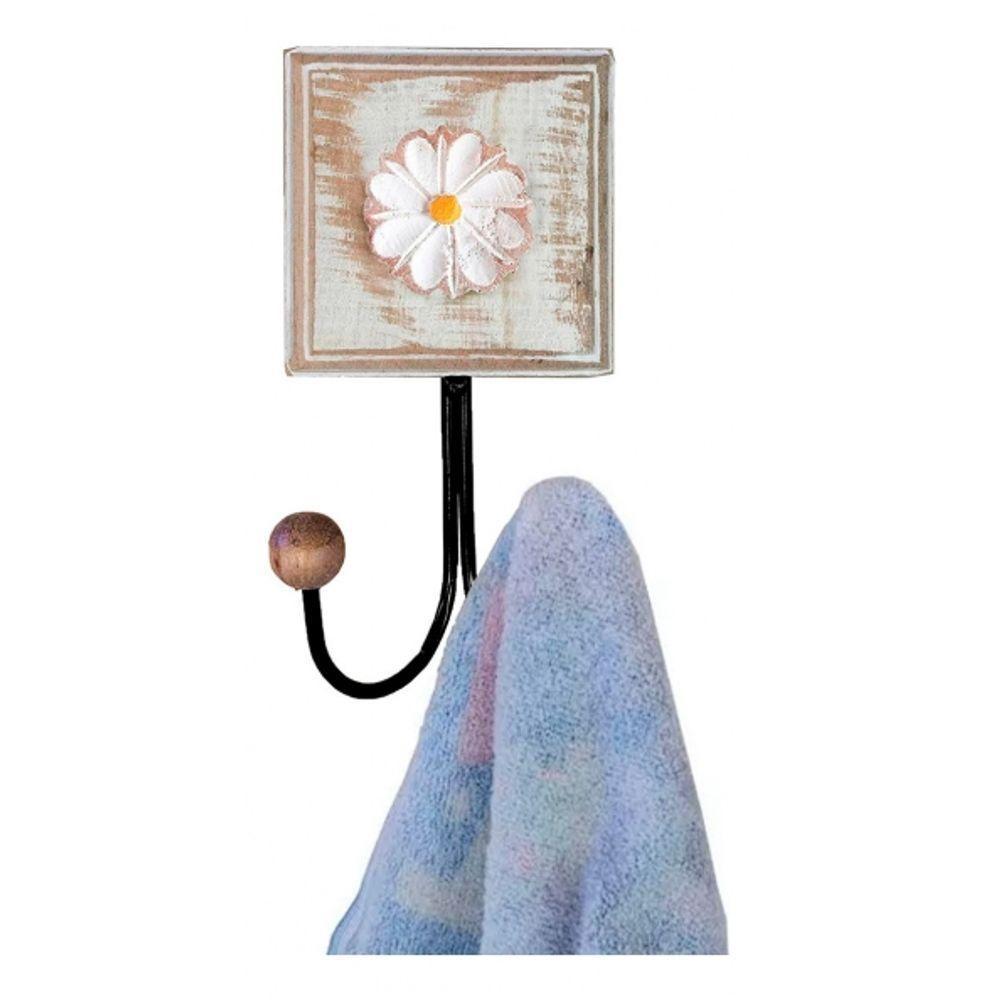 Kit Banheiro 5 Peças Artesanal Rústico Flor De Madeira 3d Anúncio Com Variação Cor Branco - 2