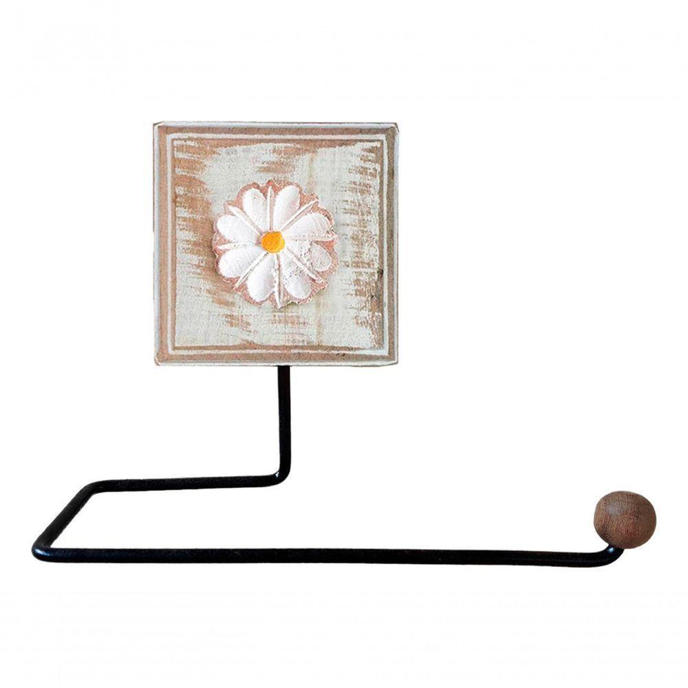 Kit Banheiro 5 Peças Artesanal Rústico Flor De Madeira 3d Anúncio Com Variação Cor Branco - 7