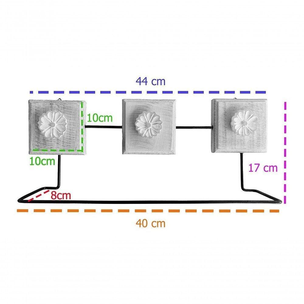 Kit Banheiro 3 Peças Toalheiro Cabideiro Porta Papel Papel Cor Branco - 2