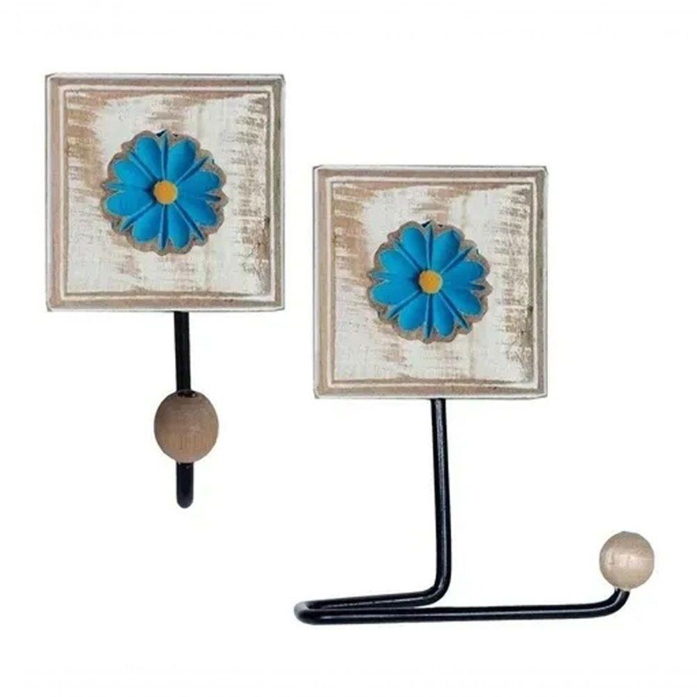 Kit Banheiro 3 Peças Toalheiro Cabideiro Porta Papel Papel Cor Azul - 10