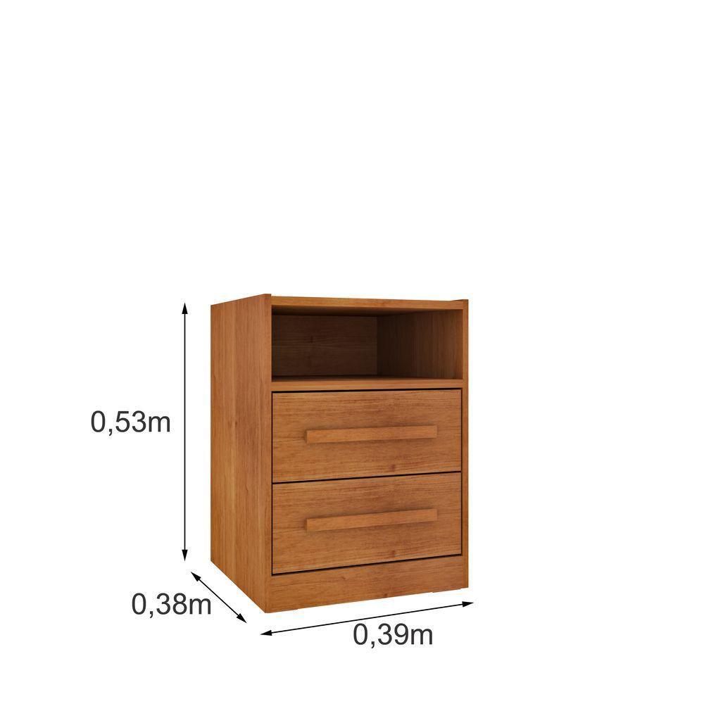 Mesa De Cabeceira 2 Gavetas Com Nicho Barcelona Tcil Cinamomo - 3