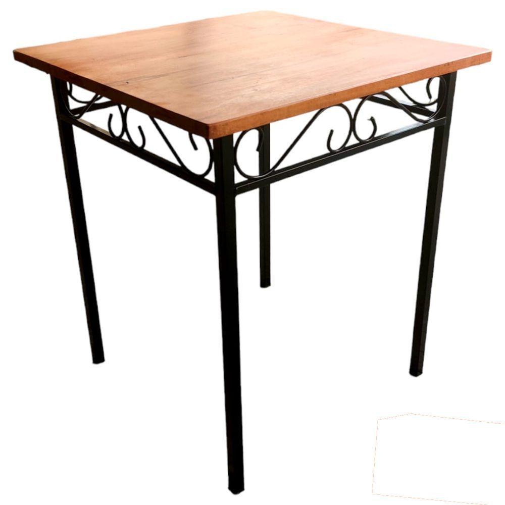 Mesa De Jantar artesanal Ferro E Madeira 4 Lugares Quadrada Tamanho 90x90cm - 3