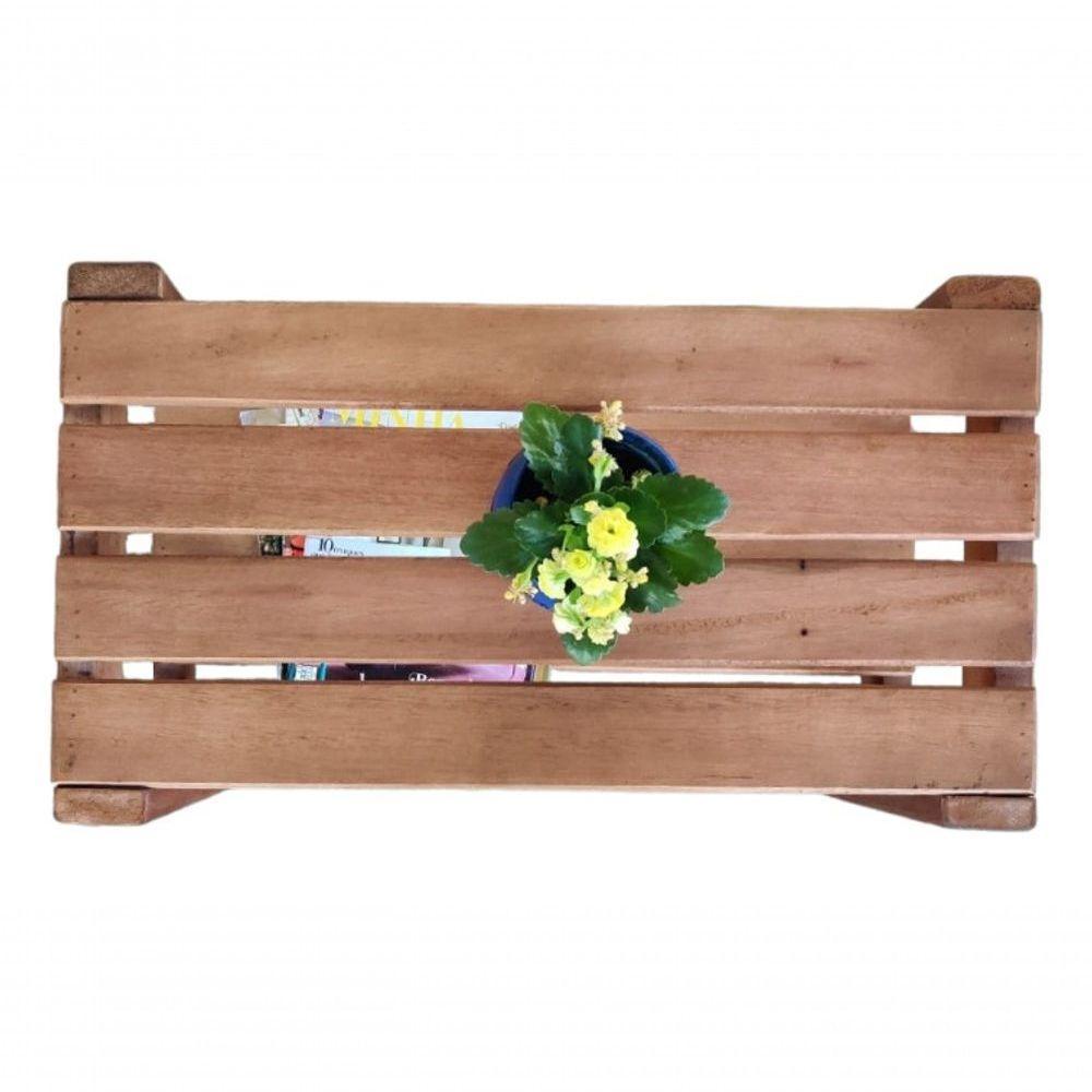 Mesinha De Centro Rústica De Madeira Maciça Artesanal Cor Madeira - 4