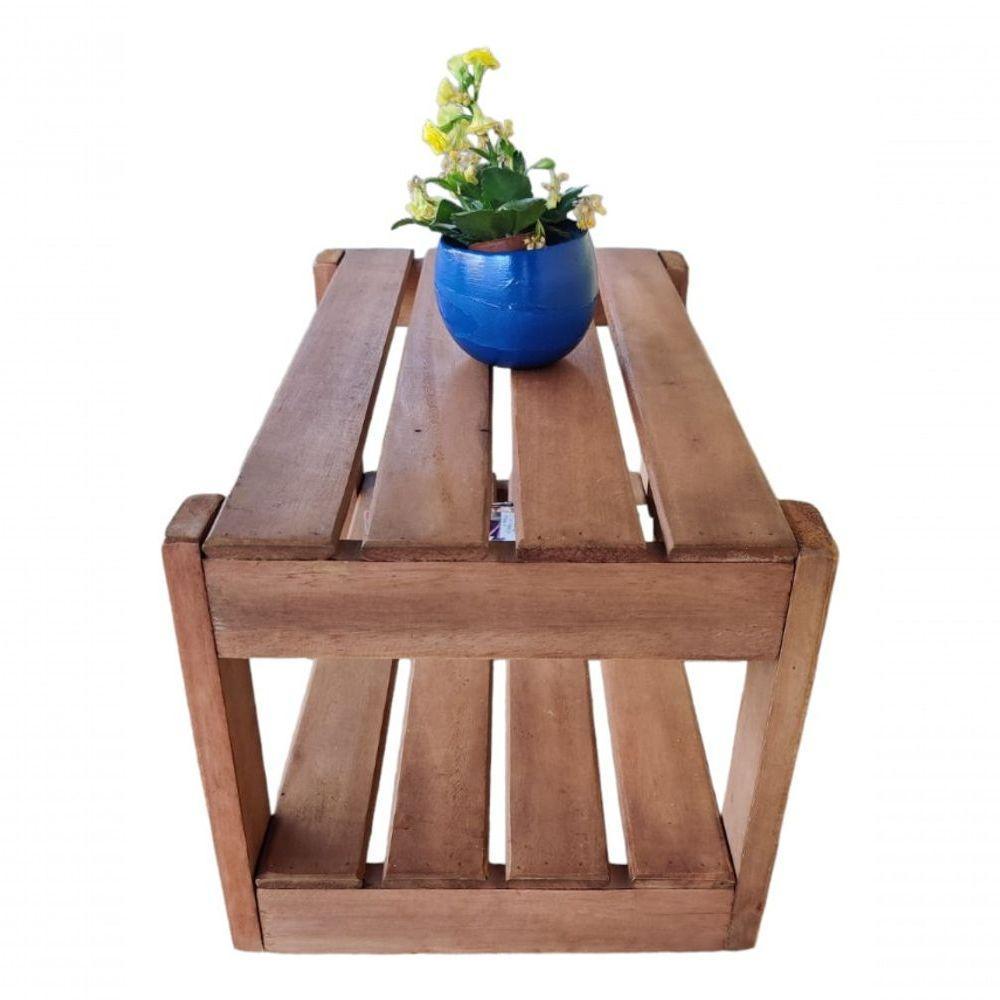 Mesinha De Centro Rústica De Madeira Maciça Artesanal Cor Madeira - 5