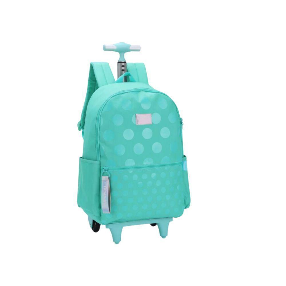 Mochila De Rodinhas Turquesa Com Bolinhas Up4you - 2