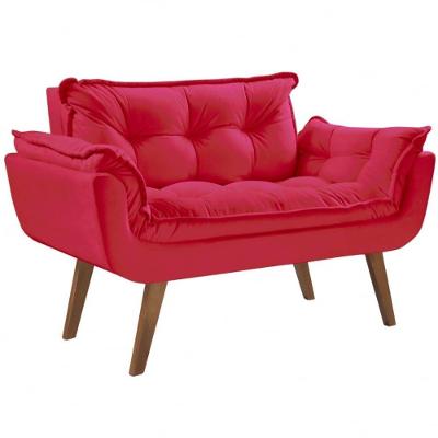 Poltrona Namoradeira 2 Lugares Opalla Suede Vermelho D Salla