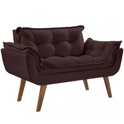 Poltrona Namoradeira 2 Lugares Opalla Base Palito Suede Marrom D Salla