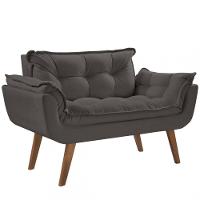 Poltrona Namoradeira 2 Lugares Opalla Base Palito D Salla Cinza - 2