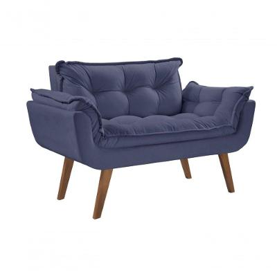 Poltrona Namoradeira Opalla 2 Lugares Suede Azul D Salla