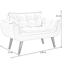 Poltrona Namoradeira 2 Lugares Opalla Base Palito D Salla Bege - 2