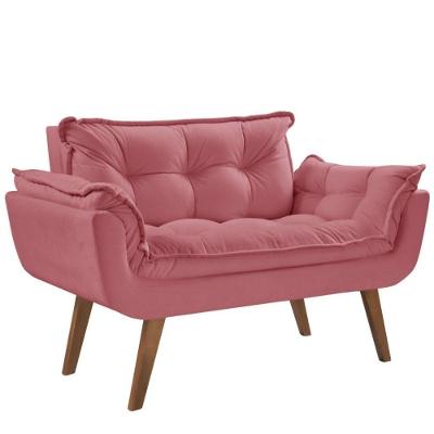 Poltrona Namoradeira 2 Lugares Opalla Suede Rosa D Salla