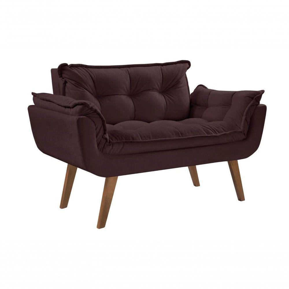 Poltrona Namoradeira 2 Lugares Opalla Pé Palito D Salla Marrom - 1