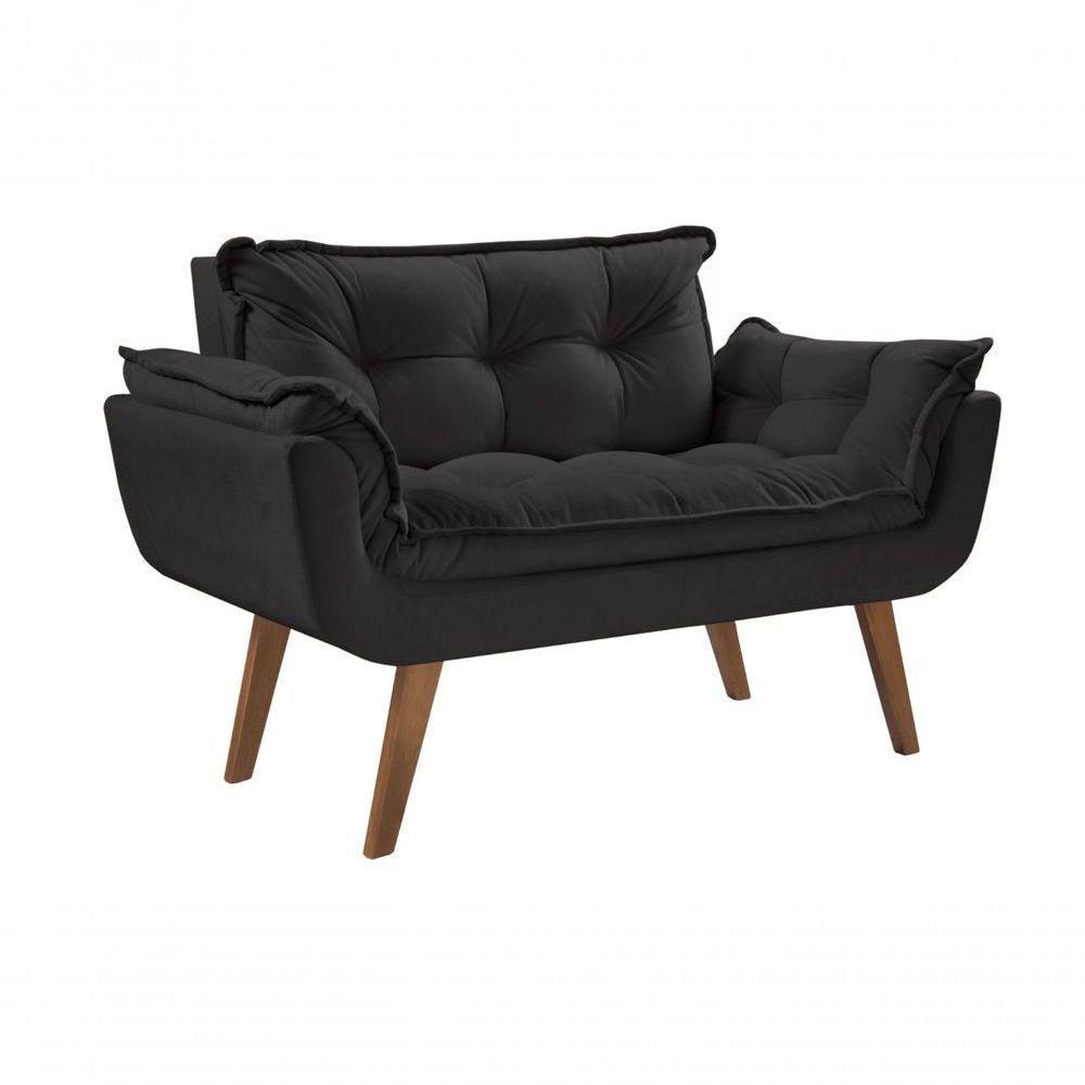 Poltrona Namoradeira Opalla 2 Lugares Pé Palito D Salla Preto - 1