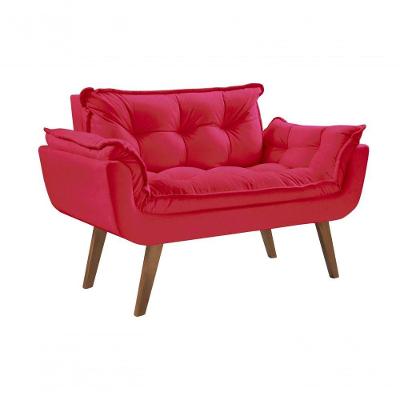 Poltrona Namoradeira Opalla 2 Lugares Suede Vermelho D Salla