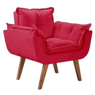 Poltrona Opalla Pé Palito Suede Assento Pillow D Salla