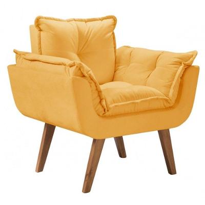 Poltrona Opalla 1 Lugar Suede Amarelo D Salla