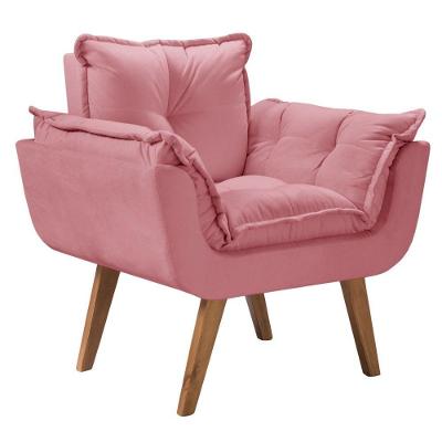 Poltrona Opalla 1 Lugar Suede Fibra Siliconada Rosa D Salla