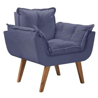 Poltrona Opalla Suede com Assento Pillow 1 Lugar D Salla