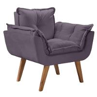 Poltrona Opalla 1 Lugar Suede D Salla Cinza - 1