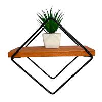 Prateleira Moderna Losangulo Artesanal Ferro E Madeira - 1