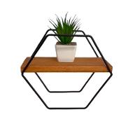 Prateleira Moderna Hexagono Artesanal Ferro E Madeira - 1