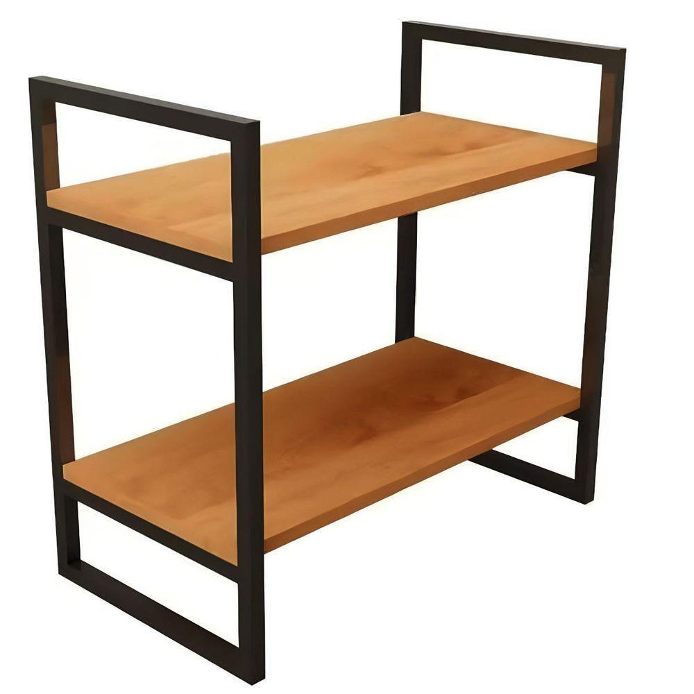 Prateleira Estilo Industrial 2 Andares Ferro E Madeira Rústica - 1