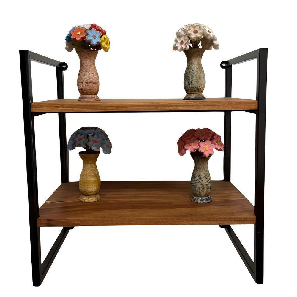 Prateleira Estilo Industrial 2 Andares Ferro E Madeira Rústica - 2