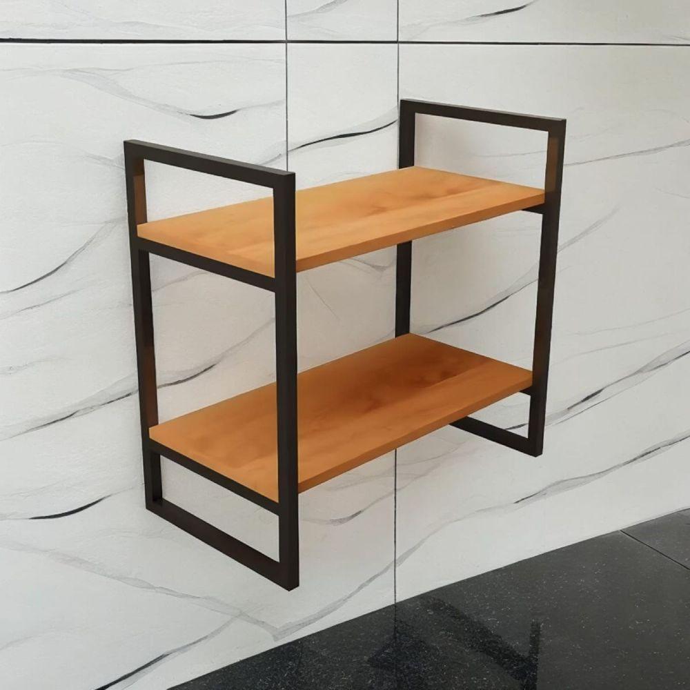 Prateleira Estilo Industrial 2 Andares Ferro E Madeira Rústica - 3