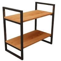 Prateleira Estilo Industrial 2 Andares Ferro E Madeira Rústica - 1