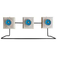 Toalheiro Ferro E Madeira Artesanal Flores Cor Azul - 1