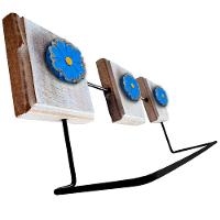 Toalheiro Ferro E Madeira Artesanal Flores Cor Azul - 2