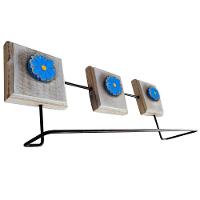 Toalheiro Ferro E Madeira Artesanal Flores Cor Azul - 6