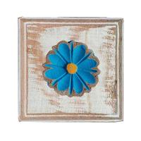 Toalheiro Ferro E Madeira Artesanal Flores Cor Azul - 7