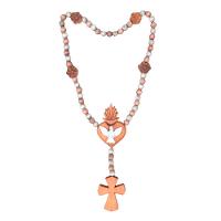 Terço Decorativo Grande Colar De Mesa De Madeira Com Divino Espirito Santo - 1