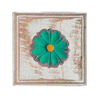 Toalheiro Ferro E Madeira Artesanal Flores Azul E Verde Cor Azul - 3