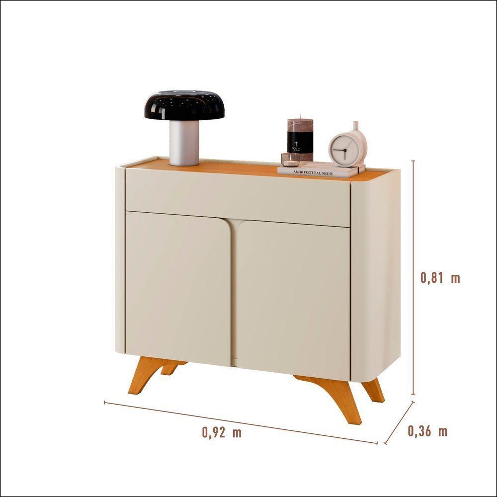Buffet Aros 2 Portas Pés Madeira Maciça - Mavaular Off-naturalle - 4