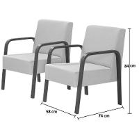 Conjunto Poltrona Luna Braço Madeira Dsalla Suede Cappuccino - 3