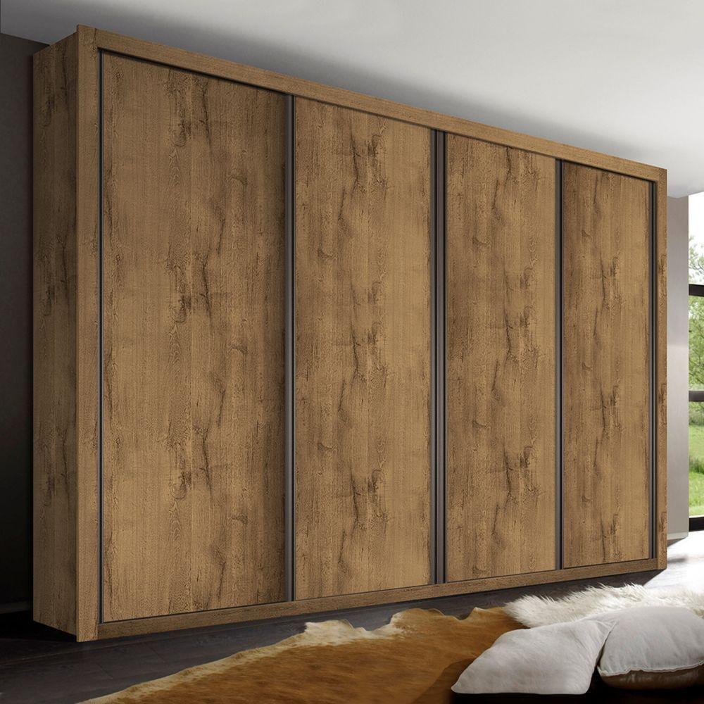 Guarda Roupa Casal 4 Portas 4 Gavetas Milano Minastex Freijó - 1