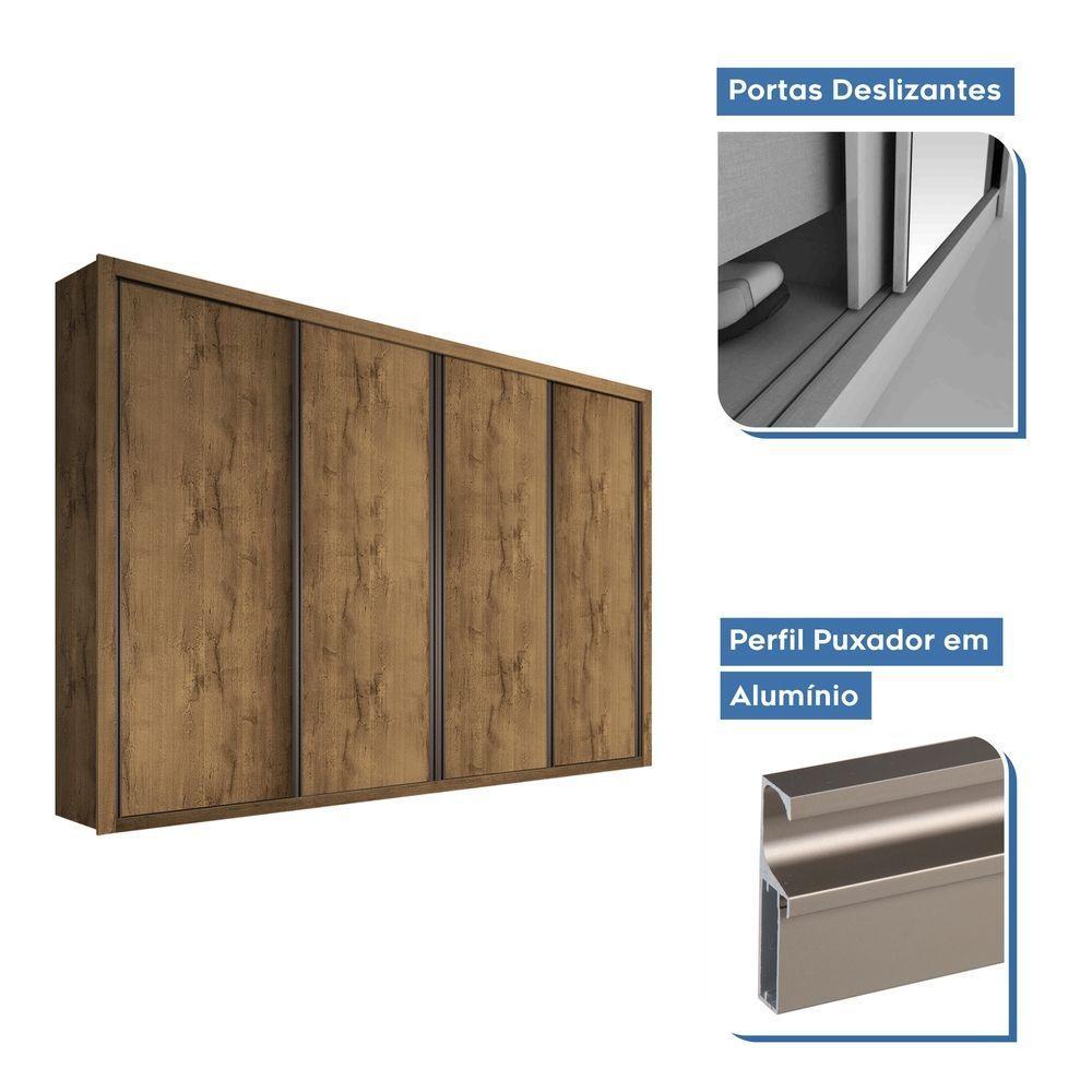 Guarda Roupa Casal 4 Portas 4 Gavetas Milano Minastex Freijó - 5
