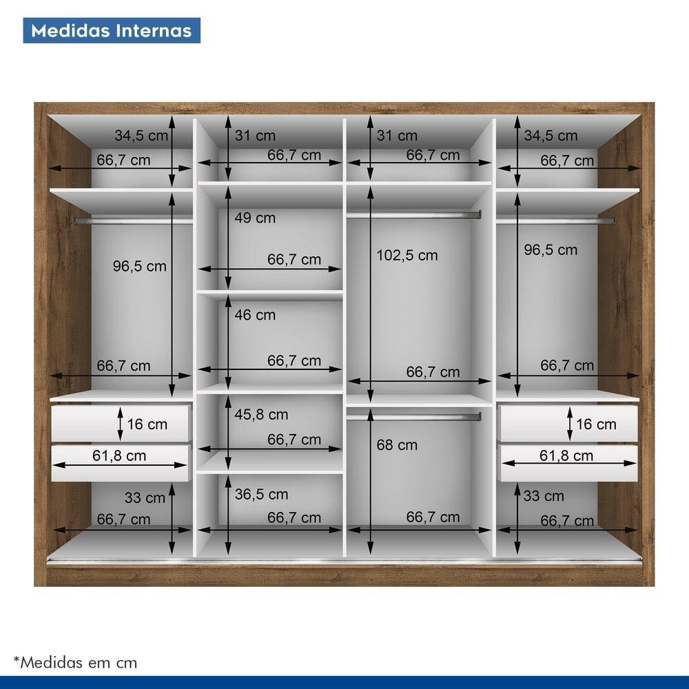 Guarda Roupa Casal 4 Portas 4 Gavetas Milano Minastex Freijó - 8