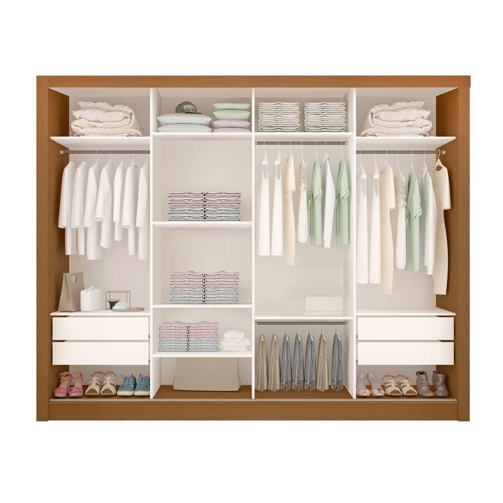 Guarda Roupa Casal 4 Portas 4 Gavetas Milano Minastex Carvalho - 2