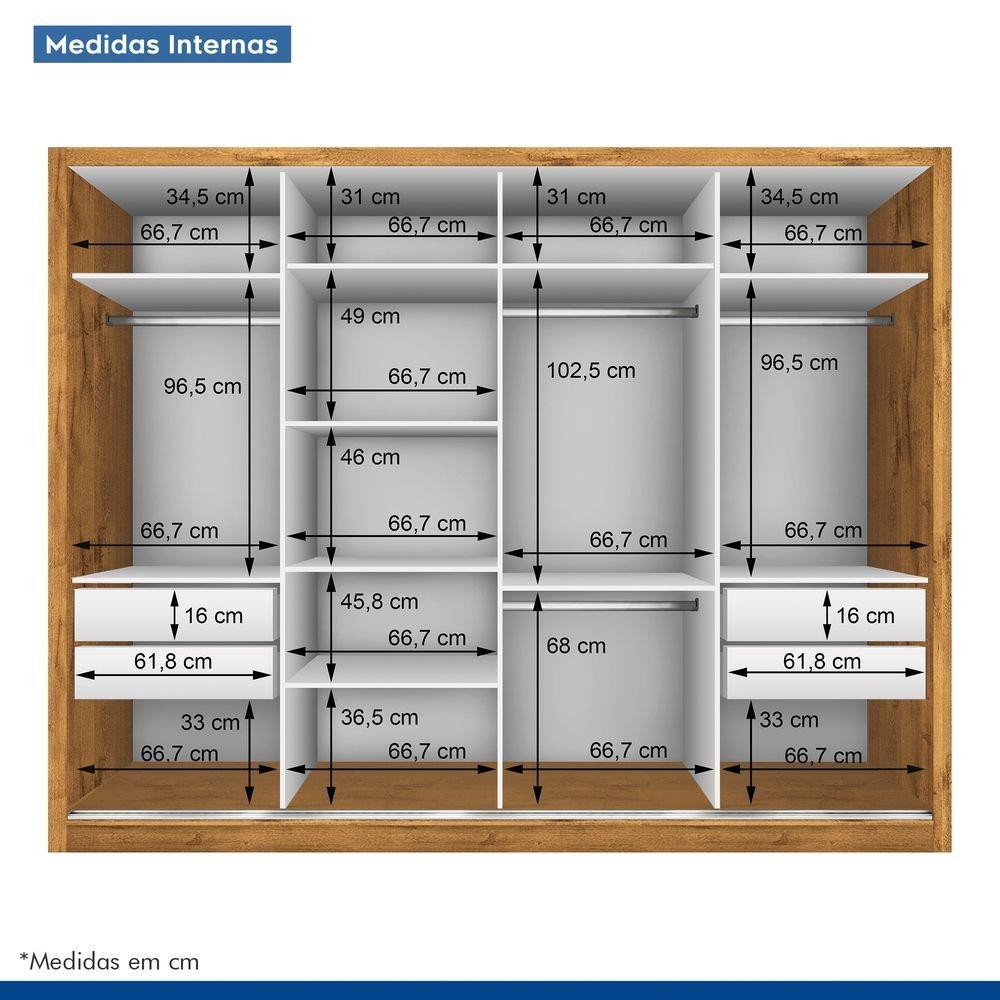 Guarda Roupa Casal 4 Portas 4 Gavetas Milano Minastex Carvalho - 3
