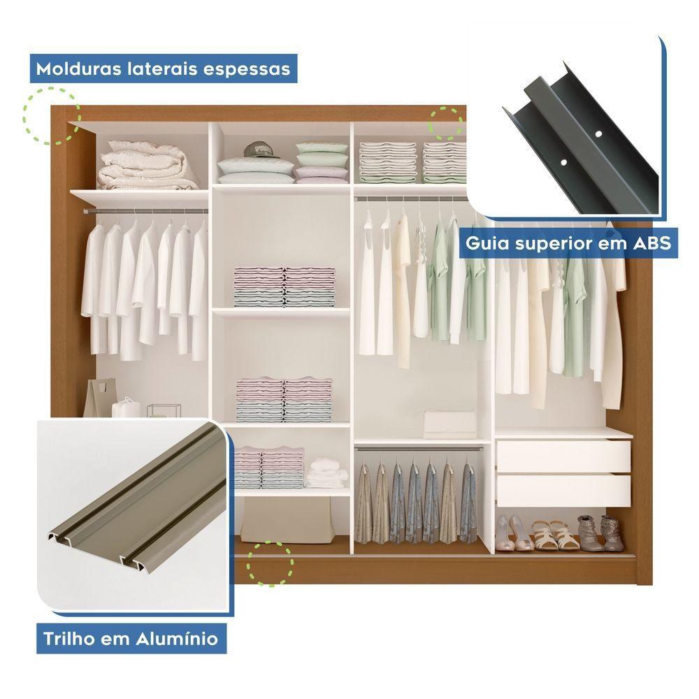 Guarda Roupa Casal 4 Portas 4 Gavetas Milano Minastex Carvalho - 4
