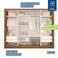 Guarda Roupa Casal 4 Portas 4 Gavetas Milano Minastex Carvalho - 7