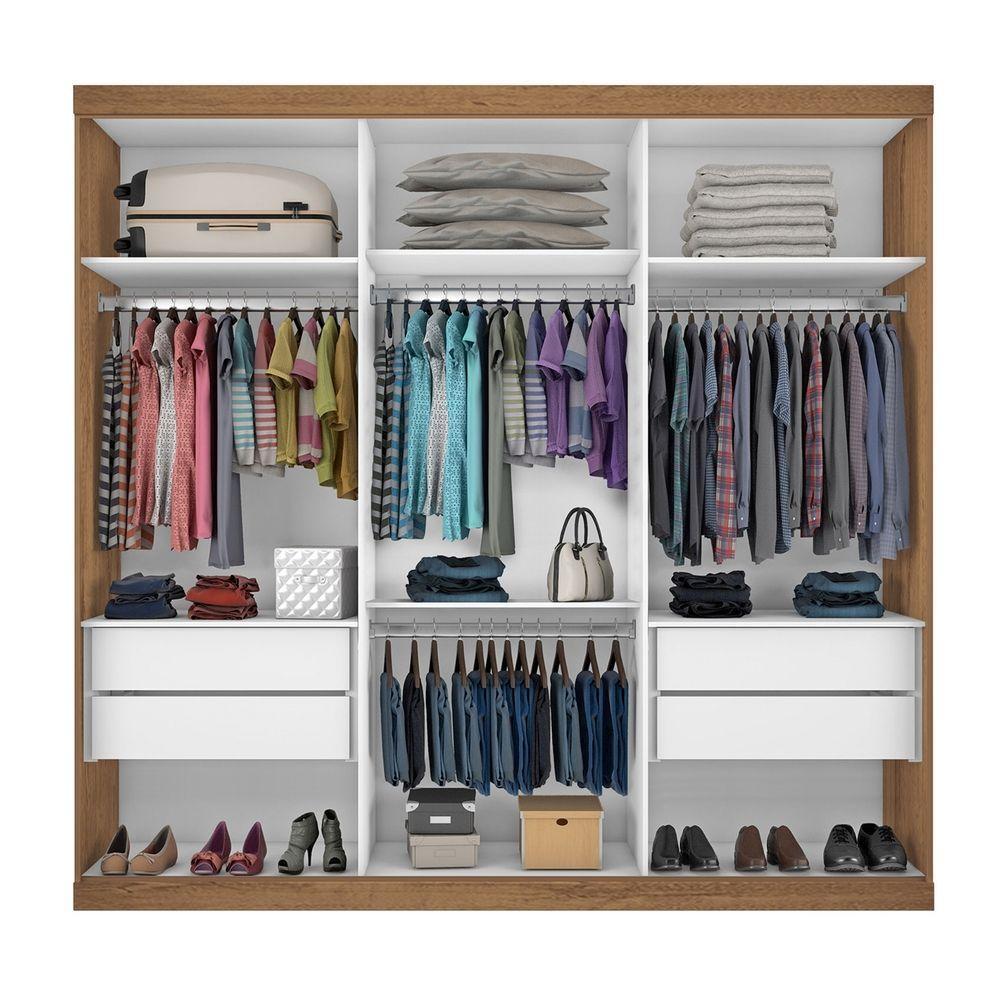 Guarda Roupa Casal 3 Portas De Correr E 3 Espelhos Evidence Minastex Freijó - 9