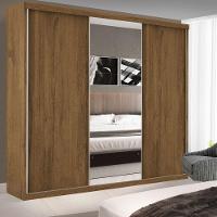 Guarda Roupa Casal 3 Portas De Correr E 3 Espelhos Evidence Minastex Freijó - 1