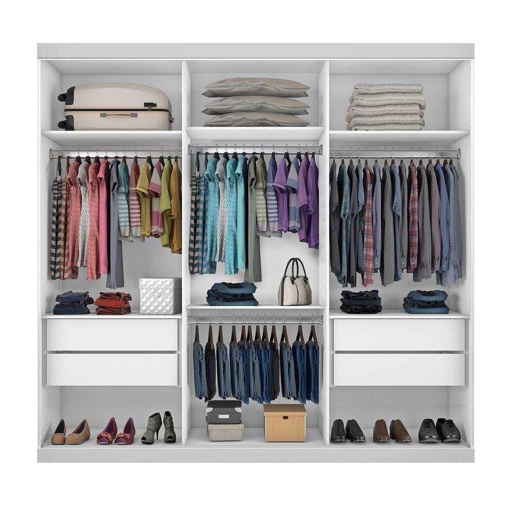 Guarda Roupa Casal 3 Portas De Correr E 3 Espelhos Evidence Minastex Branco - 8