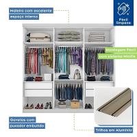 Guarda Roupa Casal 3 Portas De Correr E 3 Espelhos Evidence Minastex Branco - 3