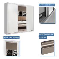Guarda Roupa Casal 3 Portas De Correr E 3 Espelhos Evidence Minastex Branco - 5